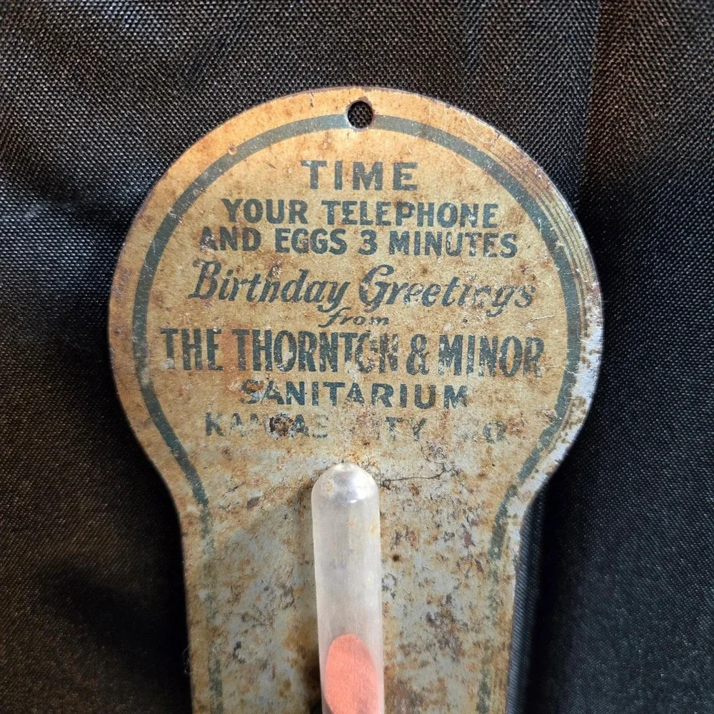 Antique Thornton & Minor Sanitarium‎ Birthday Greetings Sand Timer 3 Minute 1905